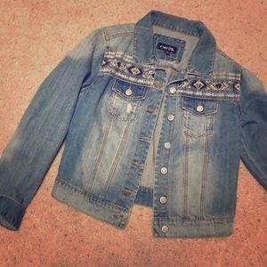 Distressed jean jacket